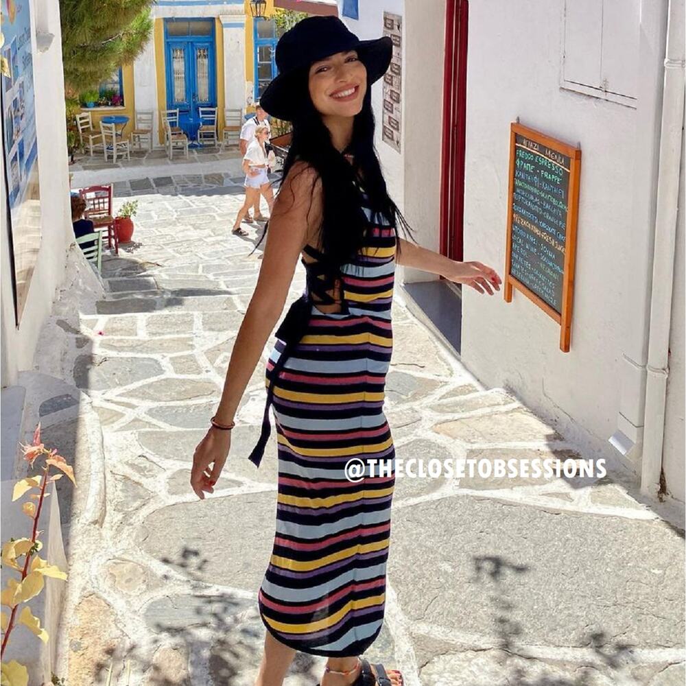 Zara Striped Knit Midi Dress Tank Bodycon Summer Dress NWT M - Picture 14 of 16